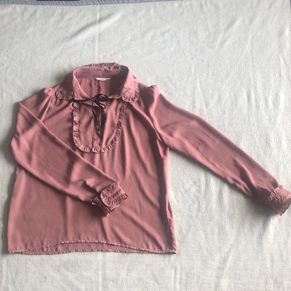 a'gaci Tops - Mauve ruffle blouse